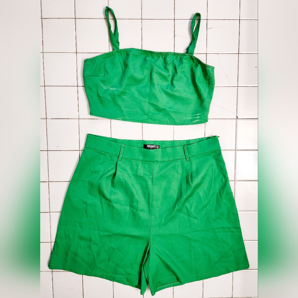 Missguided Green High Waist Shorts